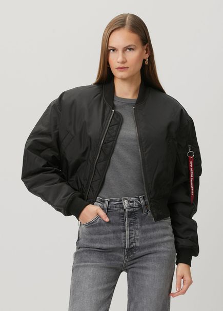 MA-1 Black Crop Bomber Jacket