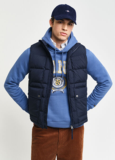 Navy Blue Stand-Up Collar Men's Vest
