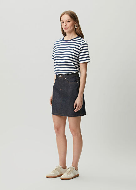 Lacivert Mini Denim Etek