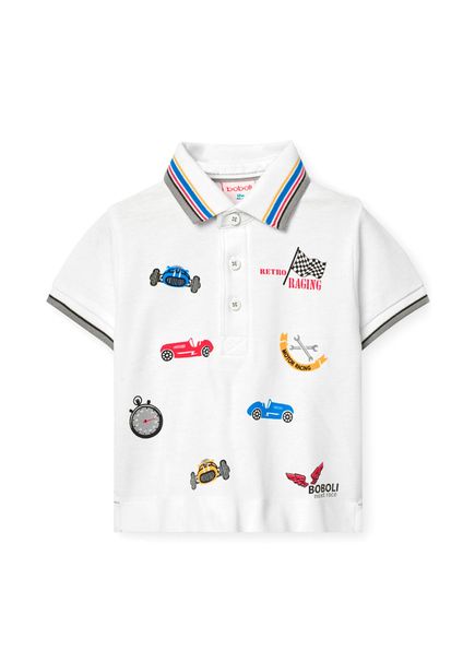 Araç Baskılı Polo Yaka Kısa Kollu Erkek Çocuk T-shirt