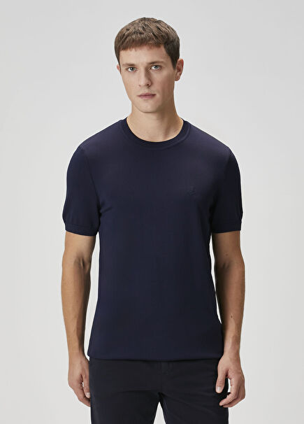 Navy Blue Short Sleeve Sweater