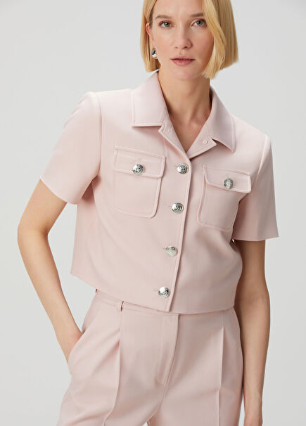 Pink Short Sleeve Wool Blend Jacket