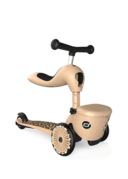 Highwaykick 1 Leopard Lifestyle 2'si 1 Arada Oturaklı Sepetli 3 Tekerlekli 1-5 Yaş Çocuk Scooter