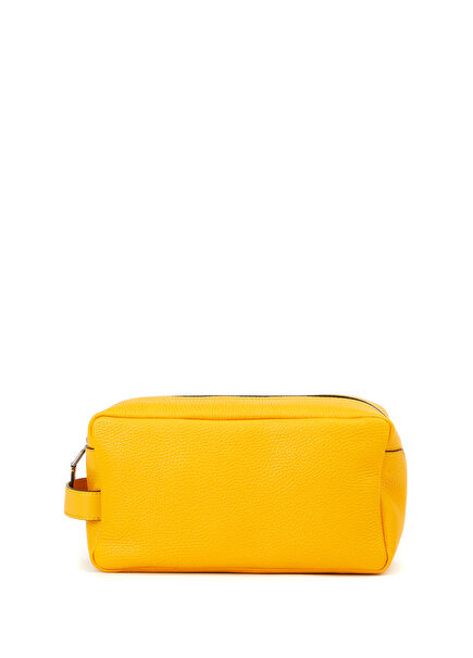Yellow Leather Shaving Bag