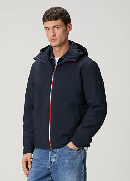 Mavi Kapüşonlu Mont