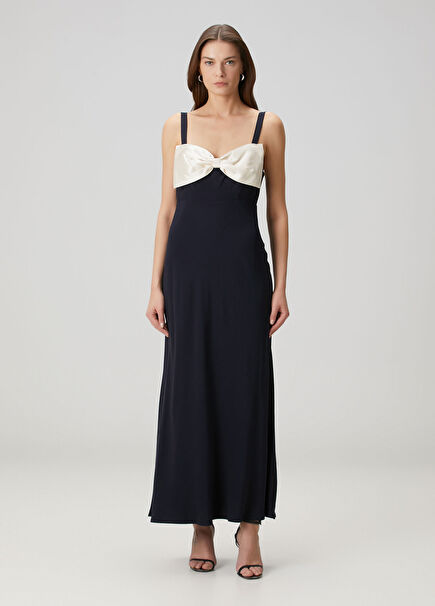 Melisse Fiyonk Detaylı Maksi Abiye Elbise