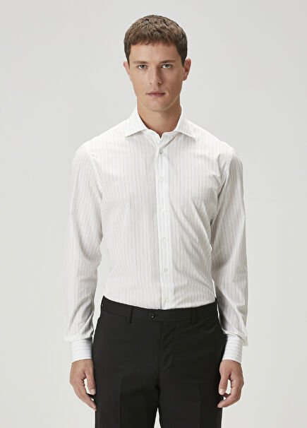 White Stripe Patterned Shirt