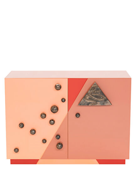 Credenza Galaxy Red Salmon Cabinet Console
