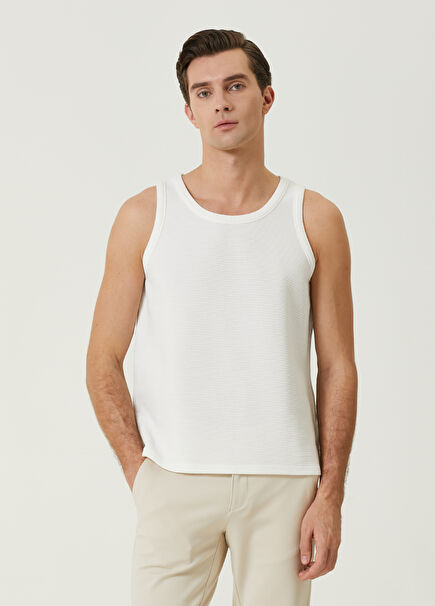White Transverse Rib Tank Top