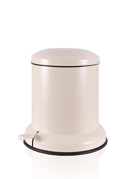 Beige Pedal Metal Trash Can