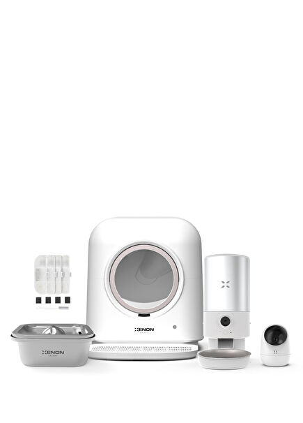 Akıllı Kedi Tuvaleti & Kamera & Çelik Mama Kabı ve Su Pınarı & Yedek Filtre 5'li Pet Seti