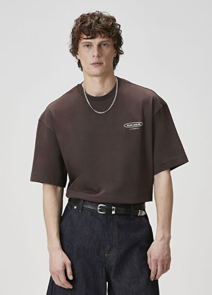 Kahverengi Baskılı T-shirt