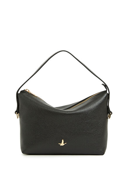 Siyah Çift Askılı Kadın Deri Çanta