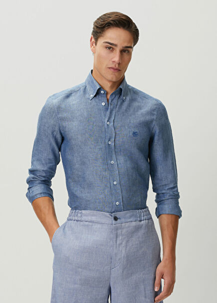 Dark Blue Linen Shirt