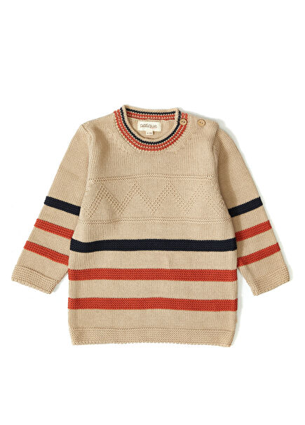 Milk Coffee Organic Cotton Basic Knit Baby Sweater