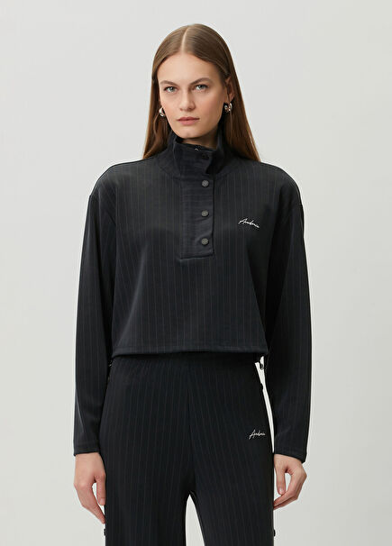 Siyah Çizgili Sweatshirt