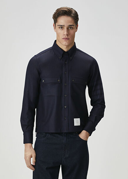 Lacivert Yün Dış Gömlek