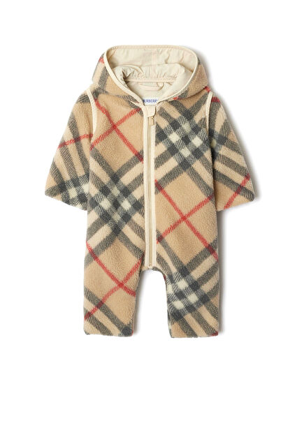 Sandy Fleece Jumpsuit Bej Unisex Bebek Tulum