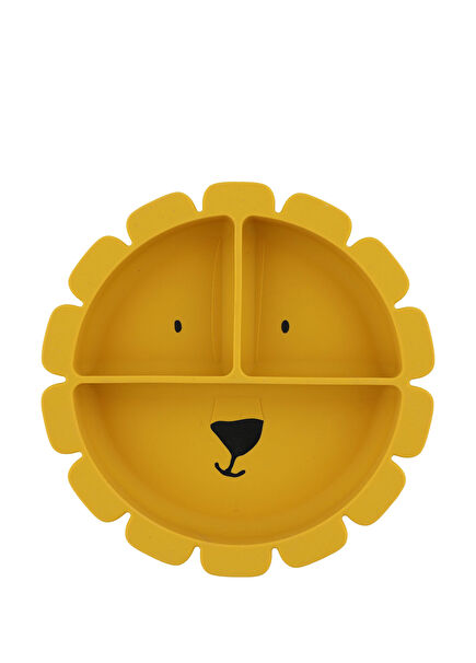 Mr. Lion Sarı Silikon Vakumlu Bölmeli Çocuk Tabak 