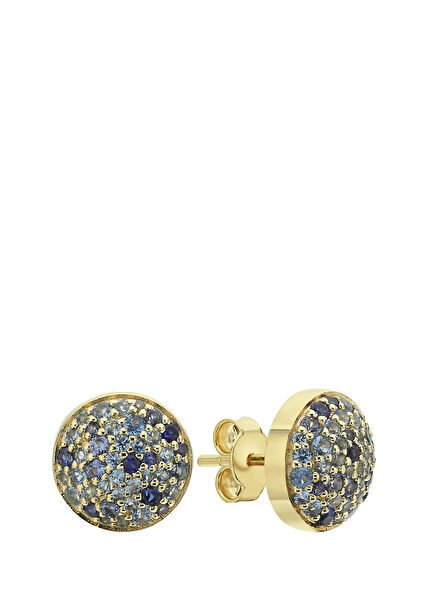 Sapphire Stones Women's Gold Earrings