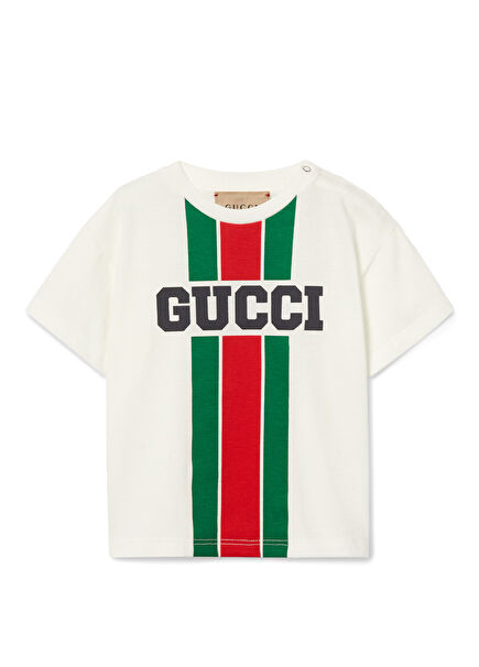 White Logo Printed Kids T-Shirt