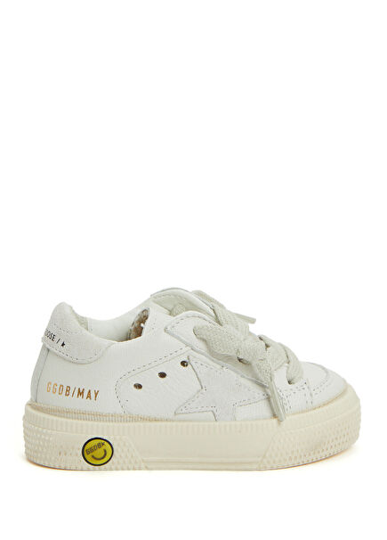 May White Unisex Kids Leather Sneaker