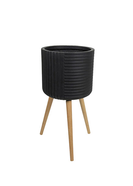 Gabi Ayaklı Siyah Fiber Saksı 65 cm