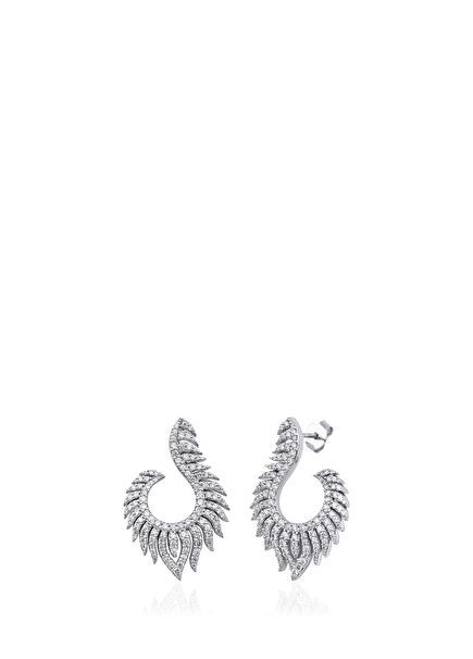 Amour Pırlantalı Çiçek Tasarımlı 14 Ayar Altın Kadın Küpe