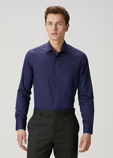 Comfort Fit Navy Blue Shirt