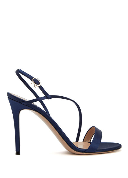 Navy Silk Satin Sandals