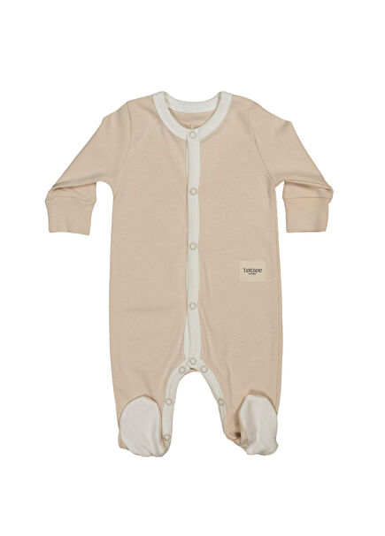 Kahve Köpüğü Çıtçıtlı Basic Unisex Bebek Tulum