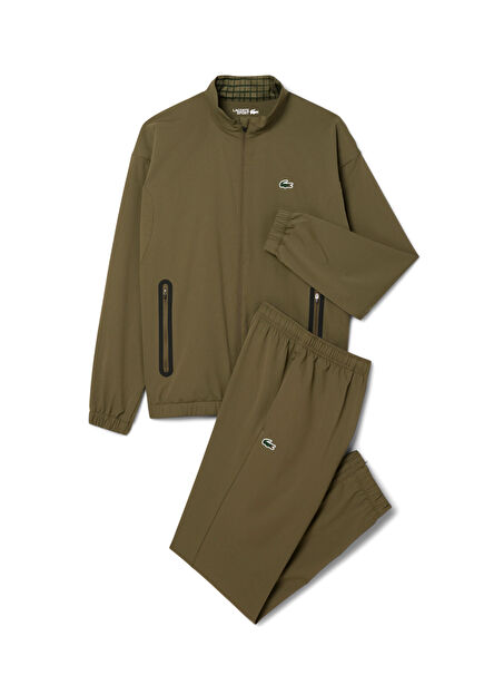 Baskılı Haki Fermuarlı Regular Fit Erkek Eşofman Takımı