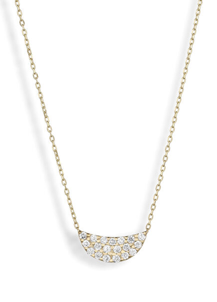 Halfmoon 14K Gold Women's Necklace with Diamonds