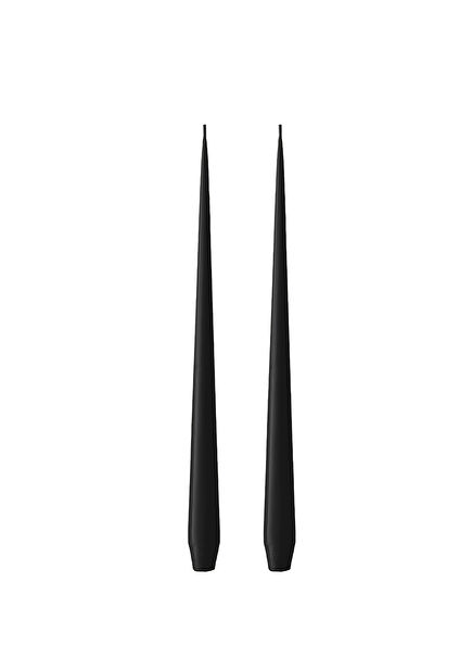 Mat Siyah Kokusuz 2'li Konik Mum 32 cm