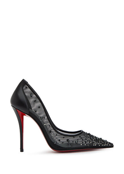 Miss Black Stone Embroidered Stiletto