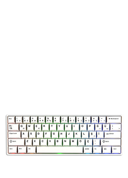 Monsgeek FUN60 Max White Hall Effect Glare 8K Hz ARGB Mekanik Gaming Klavye