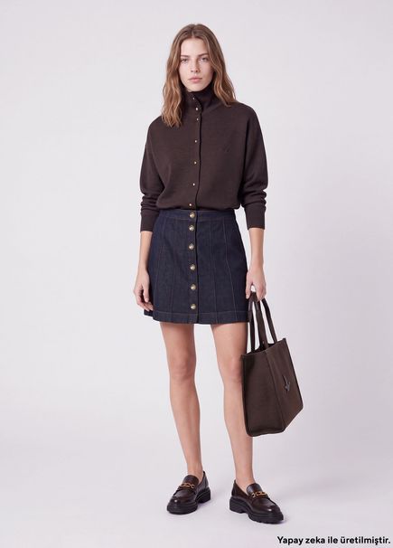 Indigo A Line Mini Denim Etek