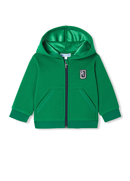 Green Fleece Hooded Zippered Baby Boy Sweatshirt