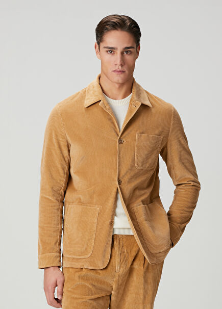 Beige Velvet Overshirt