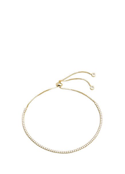 Su Yolu Gümüş 18 Ayar Sarı Altın Kaplama Kadın Bileklik