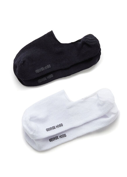 Beyaz Lacivert 2li Erkek Bambu Çorap Seti