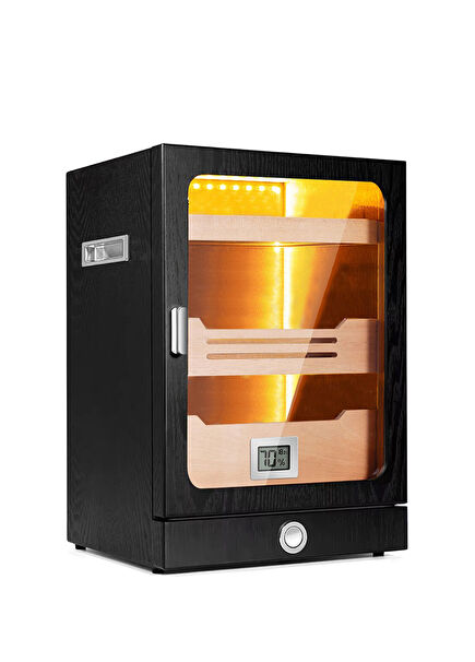 Black Glass Illuminated 200's Cigar Box Humidor