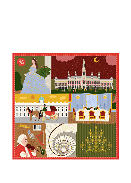 Vienna Color Printed Silk Women's Shawl