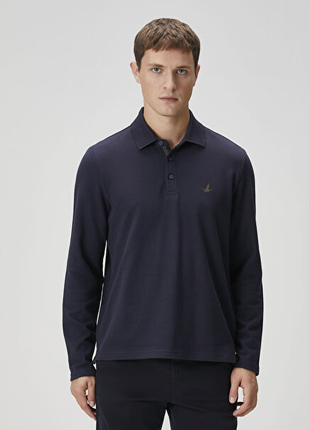 Comfort Fit Navy Blue Polo Sweatshirt