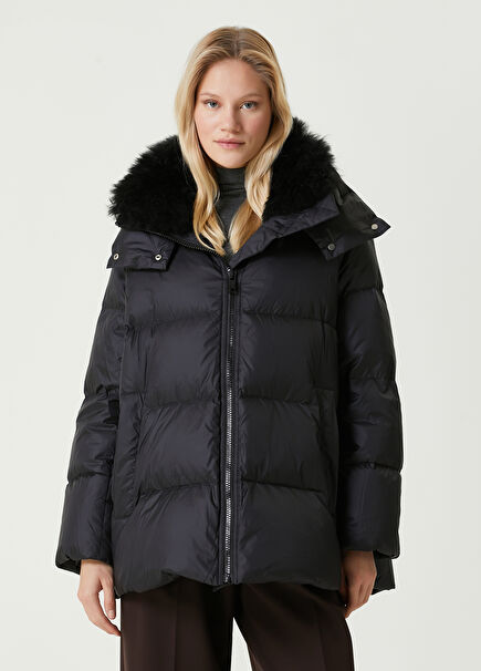 Black Hooded Puffer Coat
