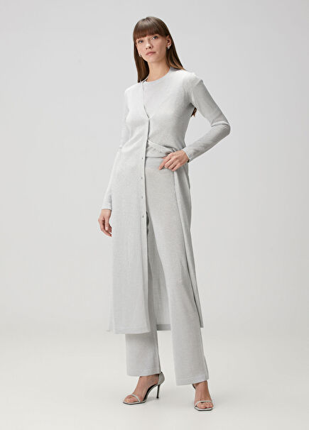 Açık Gri Uzun Hırka