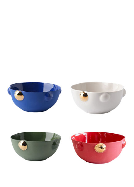 Cosmopolitan Renkli Porselen Küçük Boy Kase Seti 12 cm