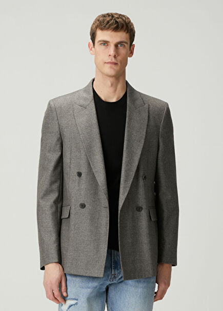 Vizon Yün Kruvaze Blazer