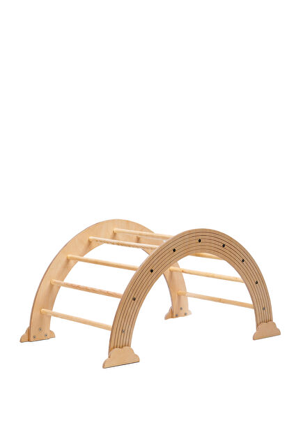Montessori Natural Pikler Triangle Compatible Rainbow Climbing Arch Wooden Climbing Toy