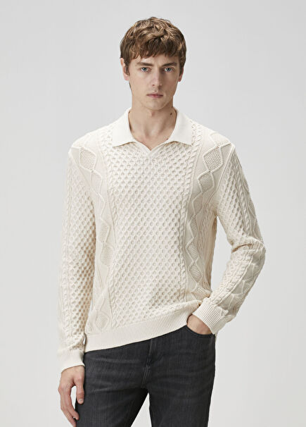 Haynes Off White Organic Cotton Polo Sweater